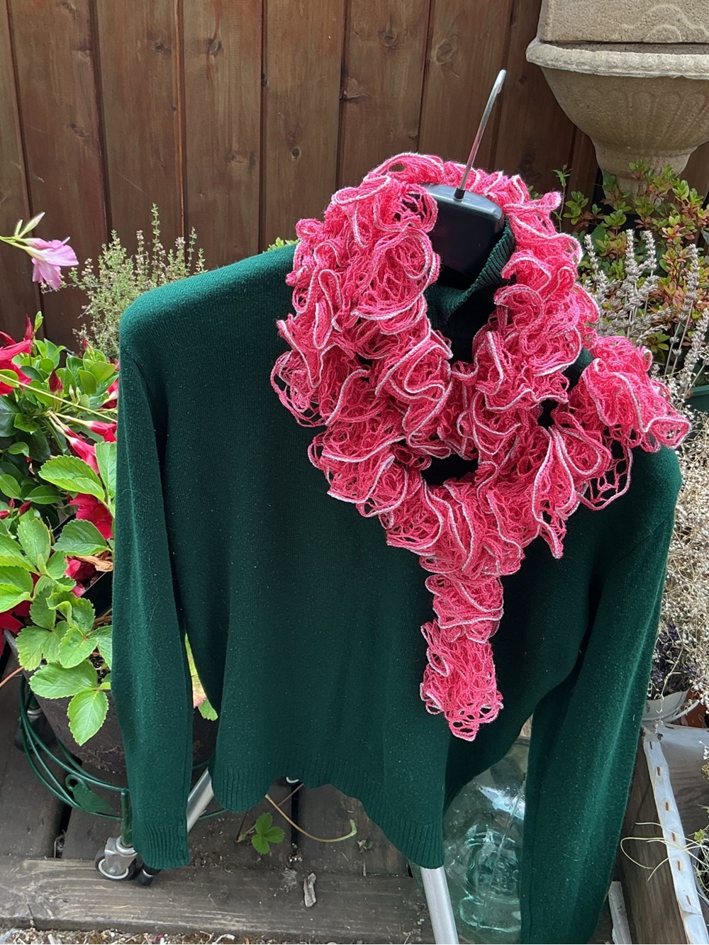 Handmade Coral Ruffle Scarf